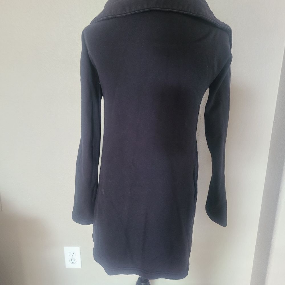 BB Dakota Zip Asymmetric Long Sweatshirt Black Chunky Collar Jacket S - Picture 6 of 9